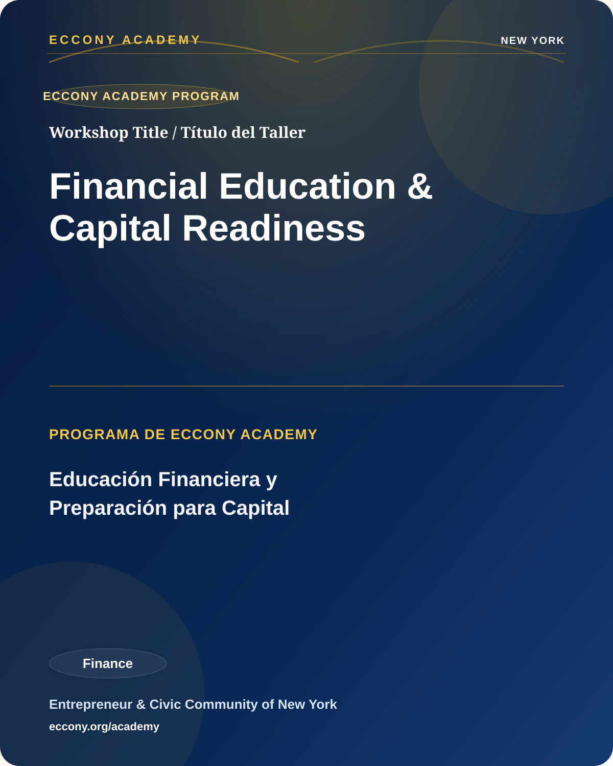 Financial Education & Capital Readiness at ECCONY Academy