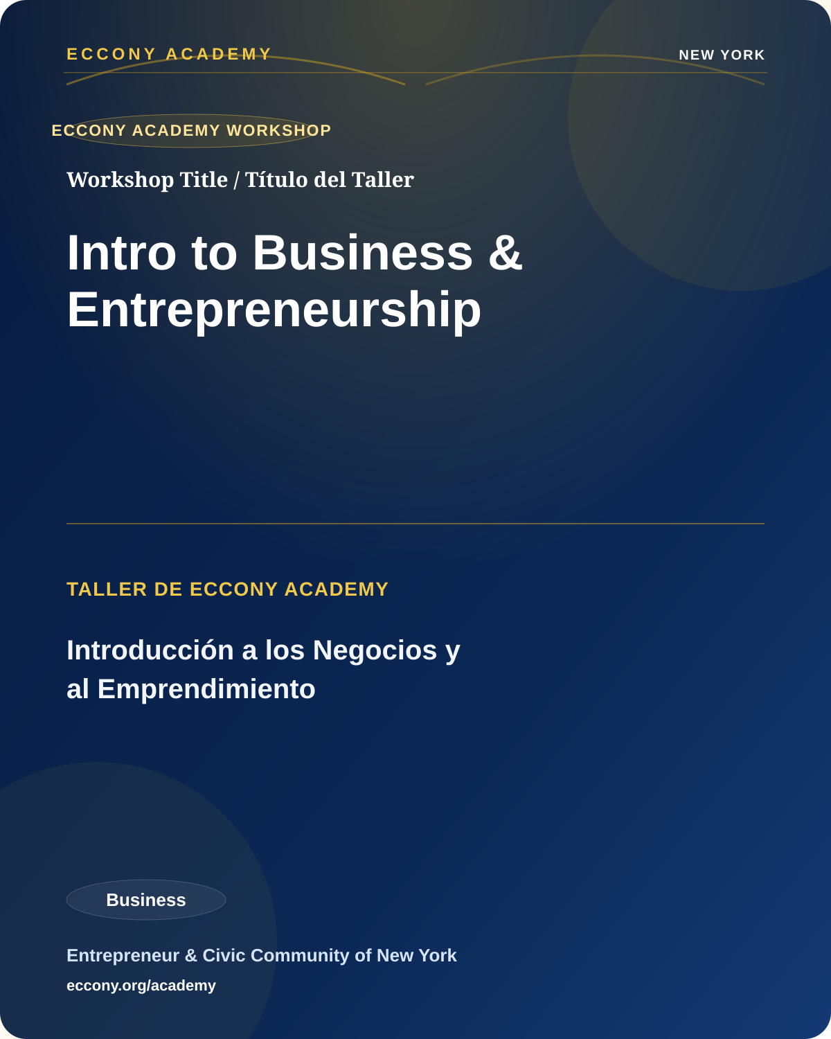 Intro to Business & Entrepreneurship at ECCONY Academy