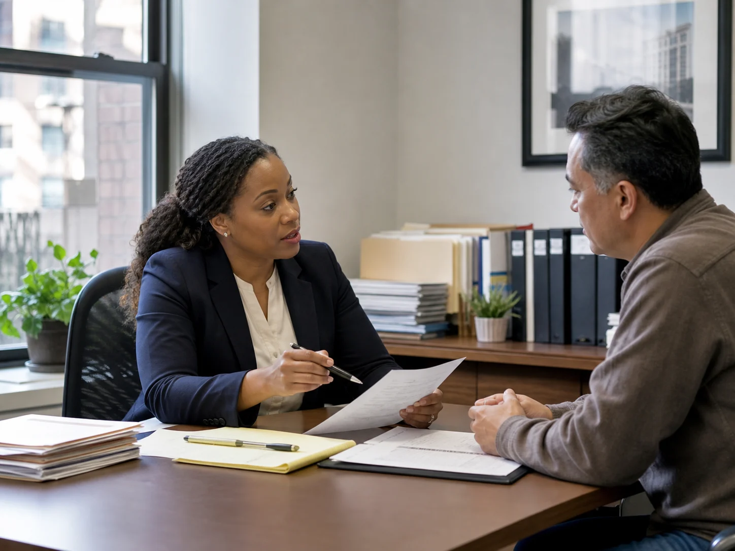 Attorney meeting with a community client